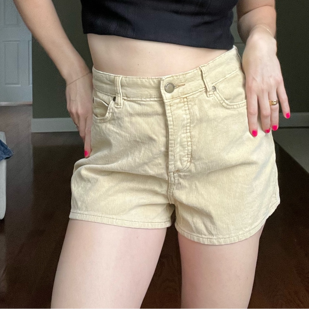 High Waist Corduroy Shorts in Cream